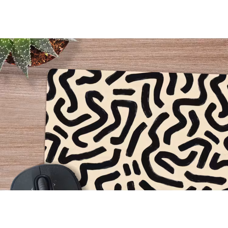 Abstract - Lijnen - Zwart muismat rubber klein 262 -closeup