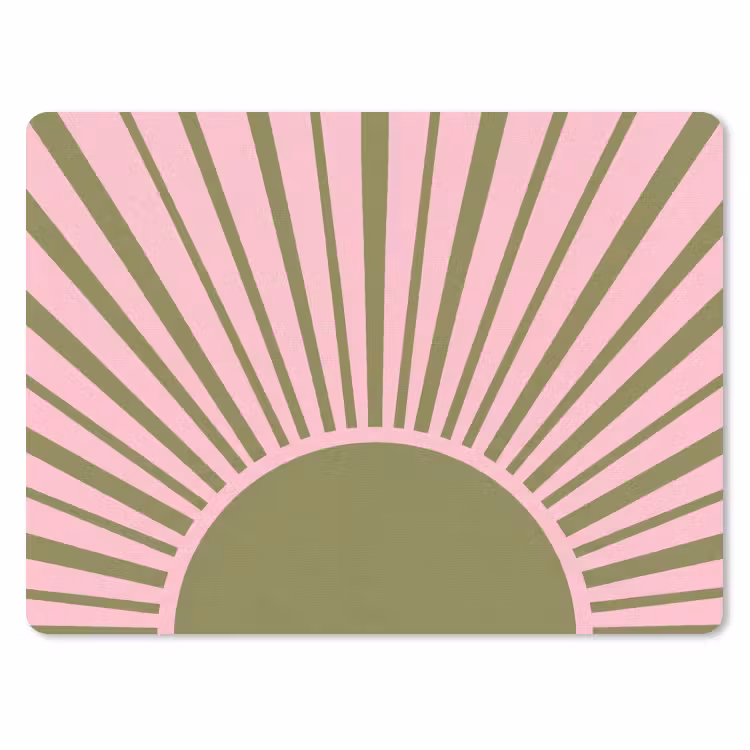 Abstract - Stralen - Grafisch - Roze - Groen muismat rubber klein -3d