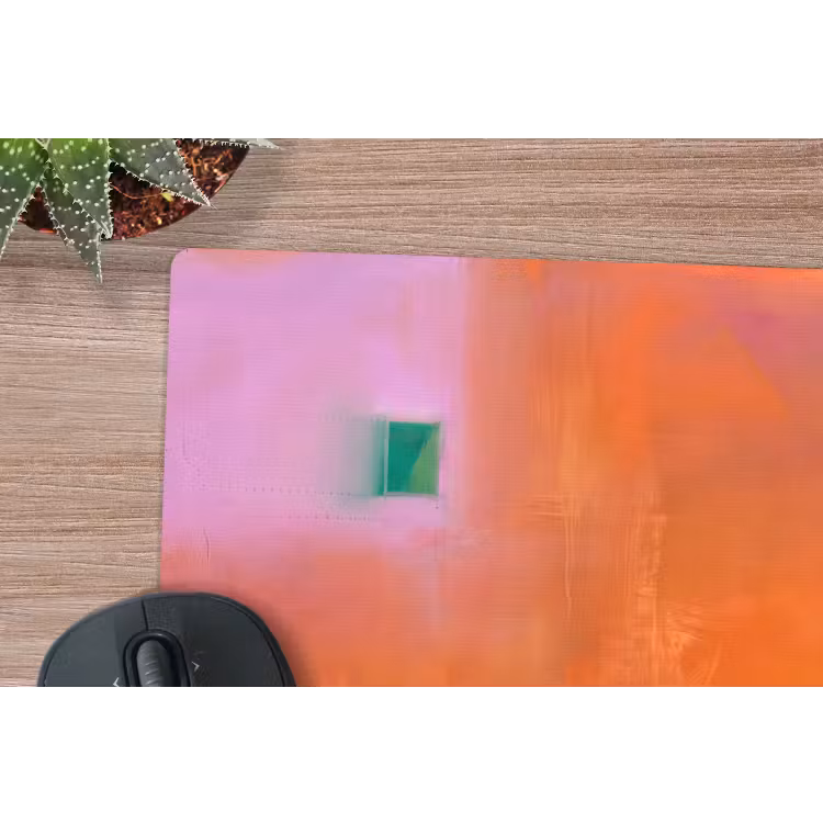 Abstract - Vlakken - Kunst - Modern - Oranje muismat rubber klein -closeup