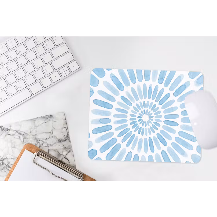 Abstract - Vormen - Kunst - Aquarel - Blauw muismat rubber klein -witbureau