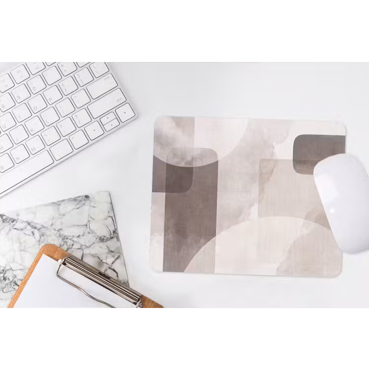 Mouse Pad - Abstract Shapes - Beige - Abstracte vormen - Beige muismat rubber klein