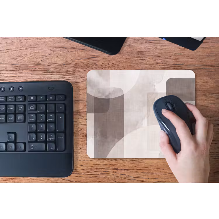Mouse Pad - Abstract Shapes - Beige - Abstracte vormen - Beige muismat rubber klein