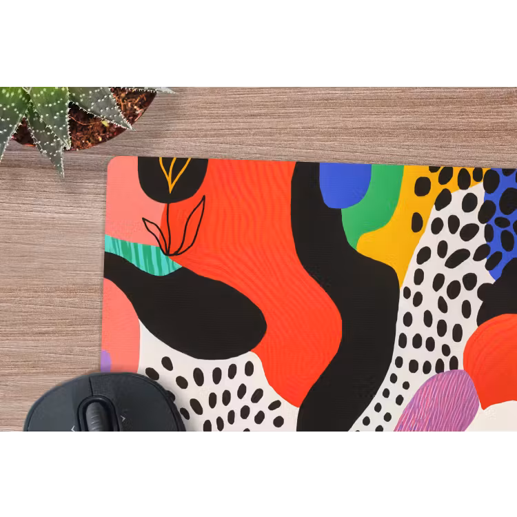 Abstract - Vormen - Kleuren - Stippen muismat rubber klein -closeup