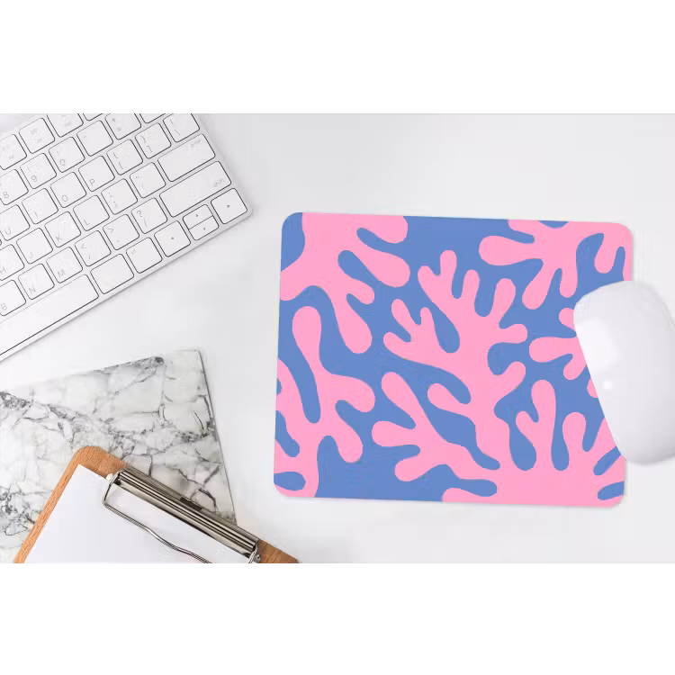 Abstract - Vormen - Roze - Blauw muismat rubber klein -witbureau