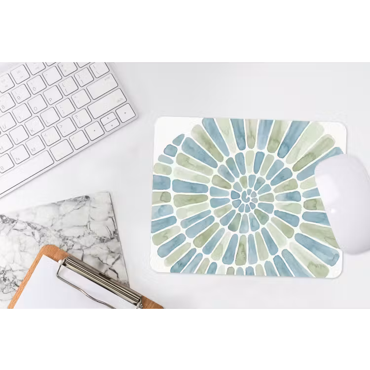 Abstract - Spiraal - Patroon - Modern - Blauw-Groen muismat rubber klein -witbureau