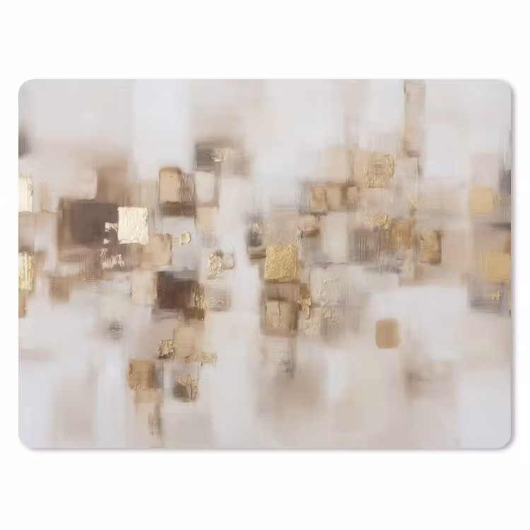 Abstracte vierkanten - Aardetonen - Mistig muismat rubber klein -3d