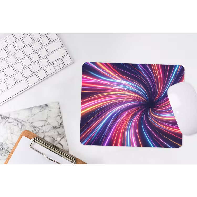 Abstract - Swirl - Futuristic - Neon muismat rubber klein -witbureau
