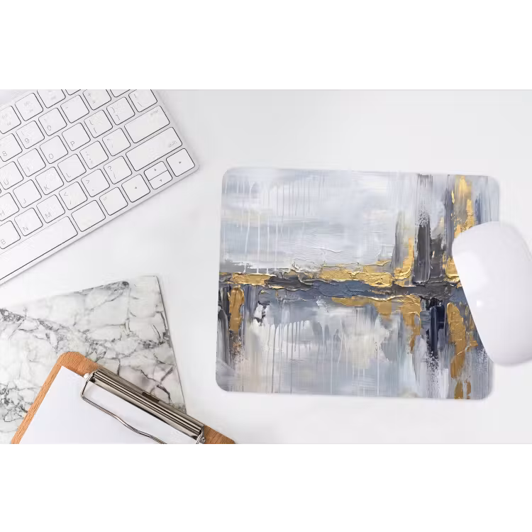 Abstract - Structuur - Goud - Grijs - Modern muismat rubber klein -witbureau