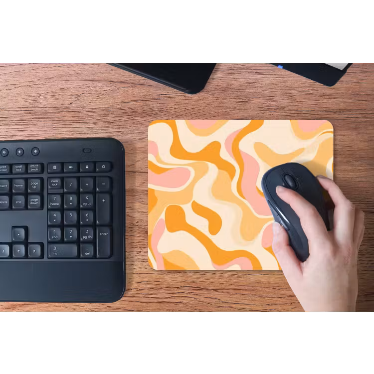 Abstract - Golvend - Oranje muismat rubber klein -toetsenbord