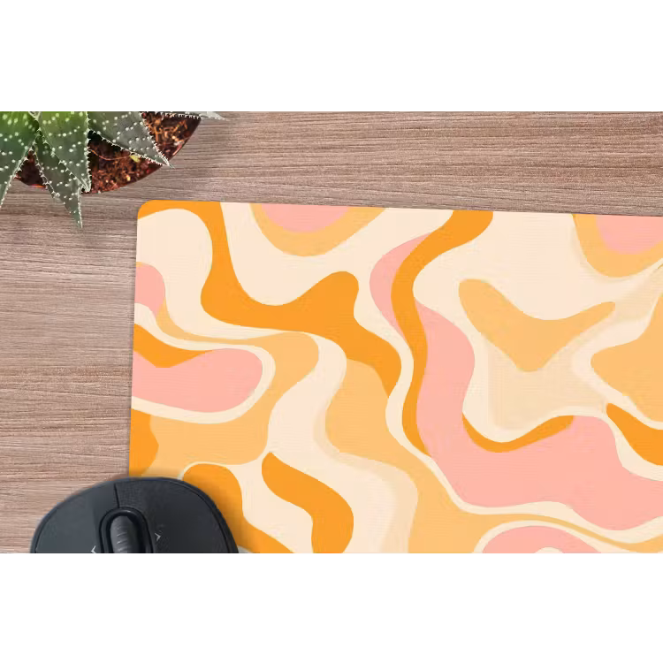 Abstract - Golvend - Oranje muismat rubber klein -closeup