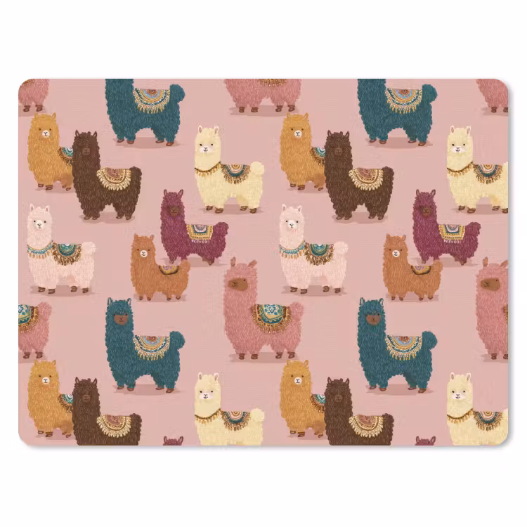 Alpaca's - Patroon - Kleurrijk muismat rubber klein 262 -3d