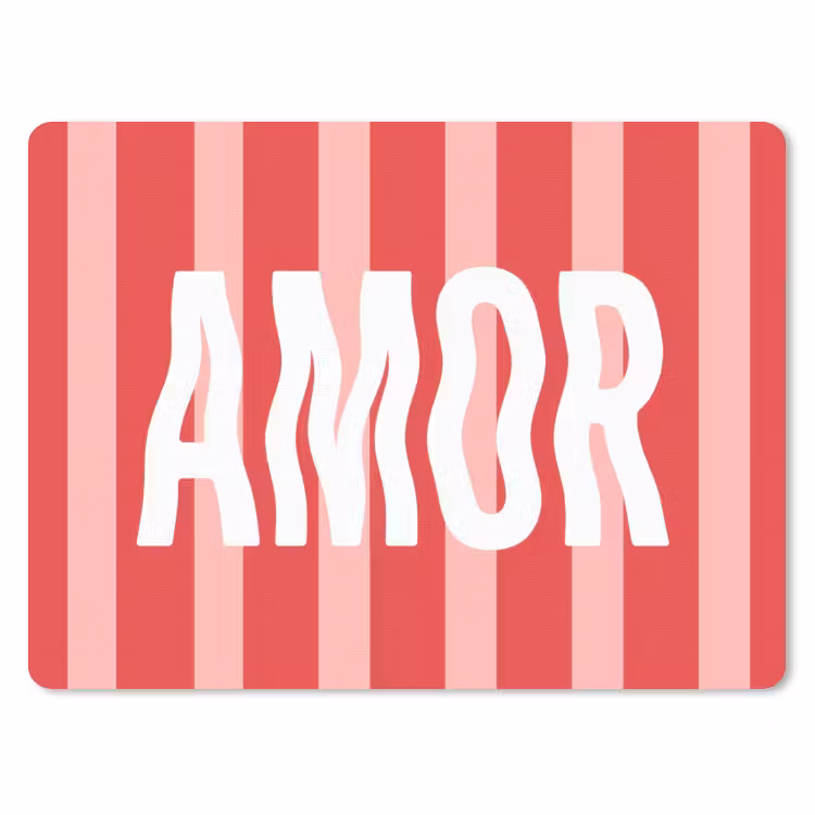 Amor - Strepen - Rood - Roze muismat rubber klein -3d