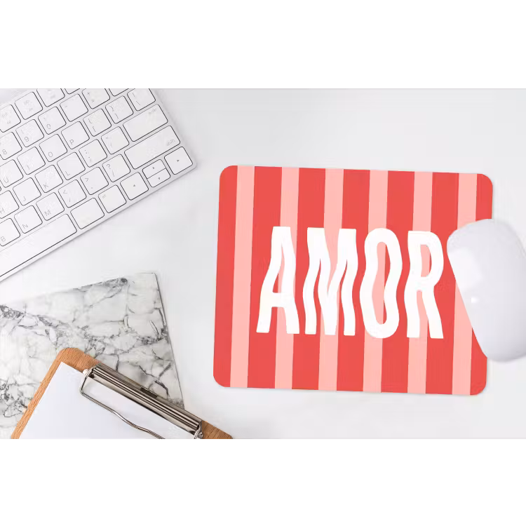 Amor - Strepen - Rood - Roze muismat rubber klein -witbureau