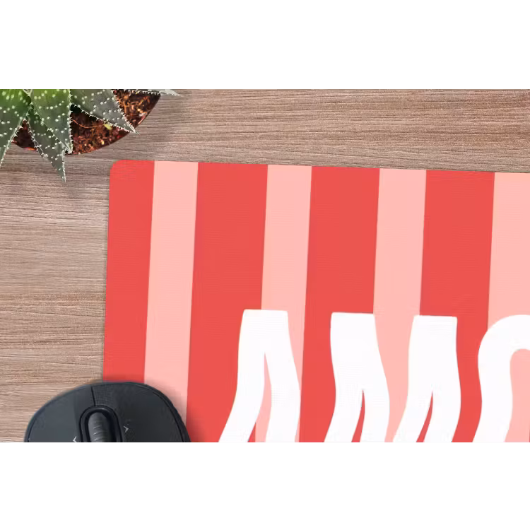 Amor - Strepen - Rood - Roze muismat rubber klein -closeup