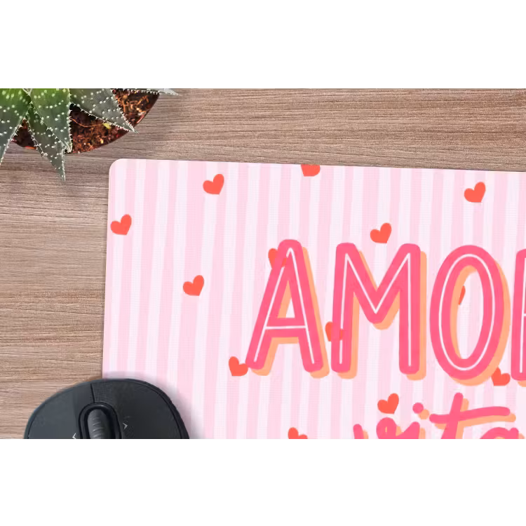 Amore vita sole - Roze - Hartjes muismat rubber klein -closeup