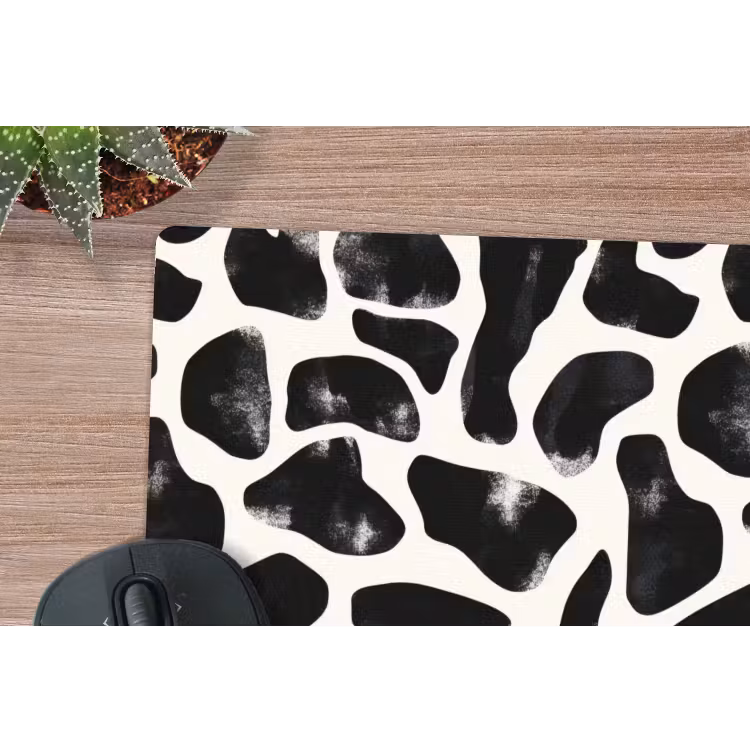 Dierenpatroon - Vlekken - Zwart - Wit muismat rubber klein 262 -closeup