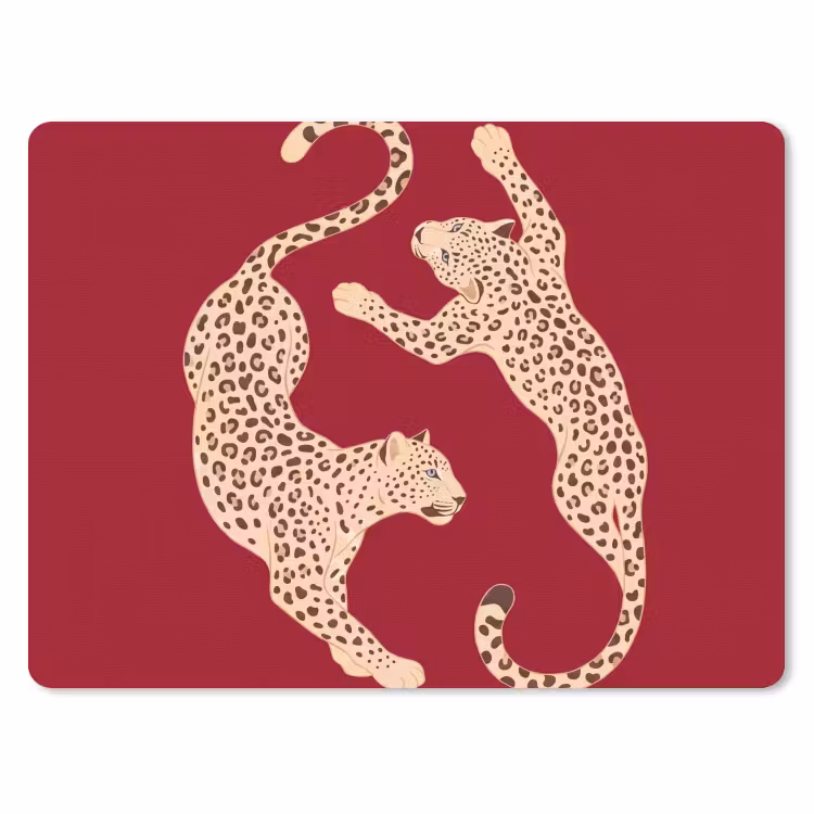 Dieren - Luipaard - Abstract - Rood - Modern muismat rubber klein -3d