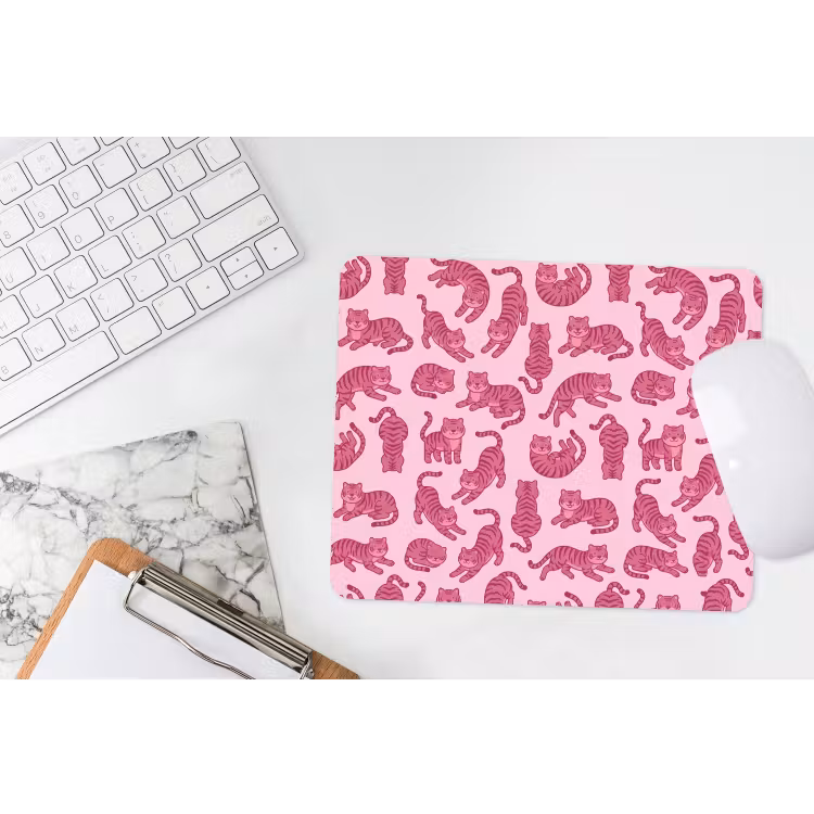 Dieren - Patroon - Roze - Speels - Cartoon muismat rubber klein -witbureau