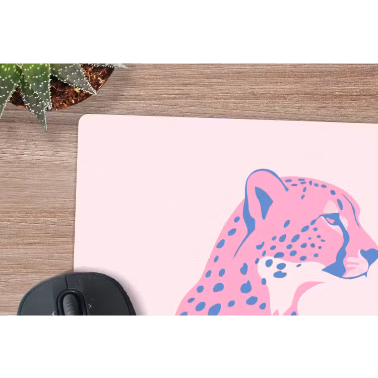 Dieren - Profiel - Abstract - Roze - Blauw muismat rubber klein -closeup