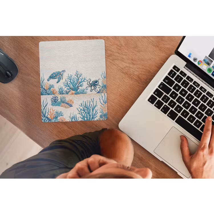 Dieren - Onderwater - Natuur - Mozaïek - Blauw muismat rubber klein -laptop