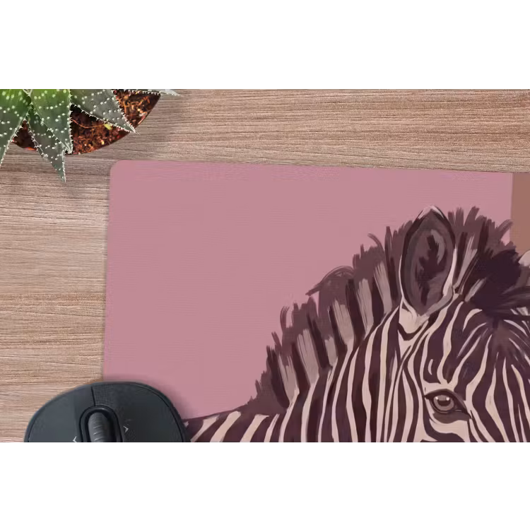 Dieren - Zebrahoofd - Wildlife - Modern - Bruin muismat rubber klein -closeup
