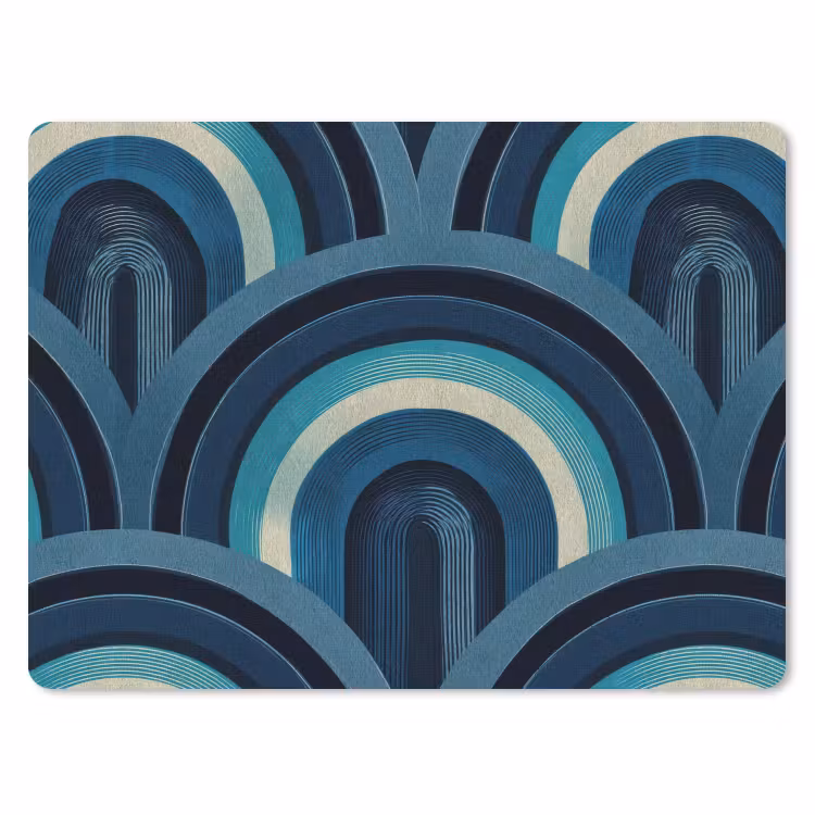 Bogen - Geometrisch - Patroon - Blauw - Retro muismat rubber klein 262 -3d