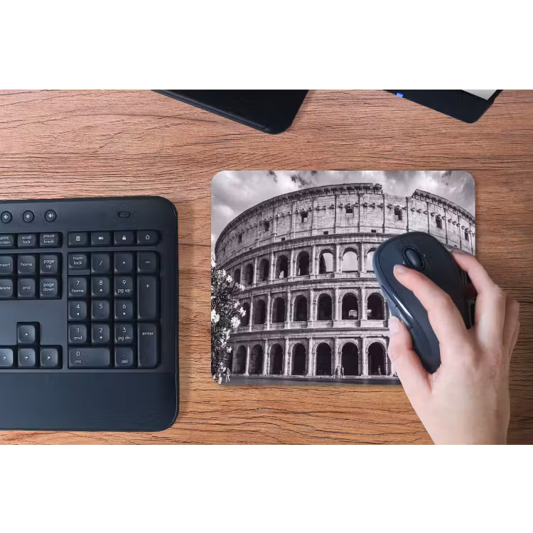 Architectuur - Colosseum - Rome - Historisch - Zwart-wit muismat rubber klein -toetsenbord
