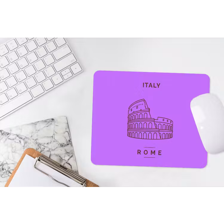 Architectuur - Colosseum - Rome - Minimalistisch - Paars muismat rubber klein -witbureau