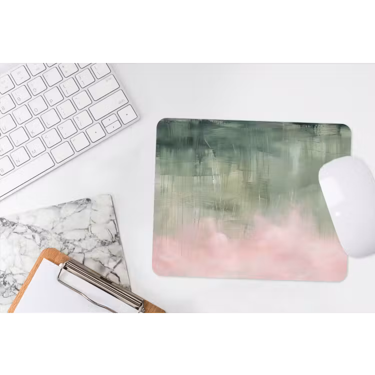 Kunst - Abstract - Modern - Groen - Roze muismat rubber klein -witbureau
