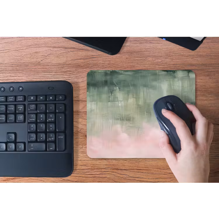 Kunst - Abstract - Modern - Groen - Roze muismat rubber klein -toetsenbord