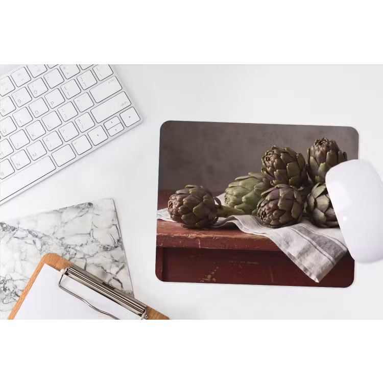 Mouse Pad - Artichoke - Food - Rustic - Artisjok - Eten - Rustiek muismat rubber klein