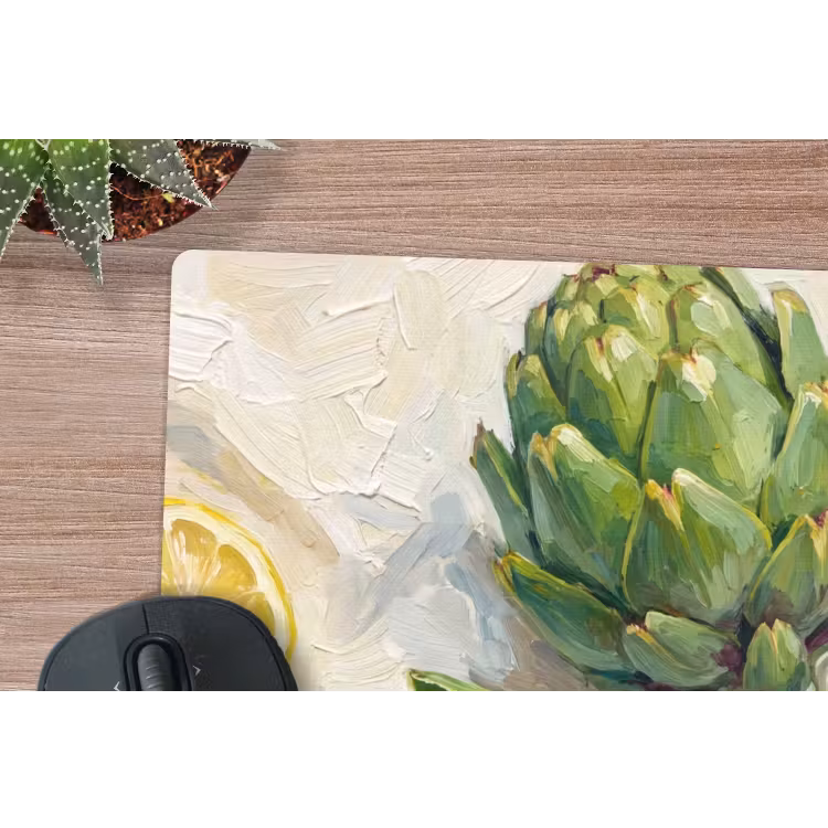 Mouse Pad - Artichoke - Lemon - Food - Artisjok - Citroen - Eten muismat rubber klein