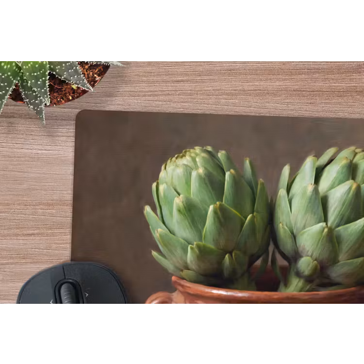 Mouse Pad - Artichokes - Olives - Food - Artisjokken - Olijven - Eten muismat rubber klein