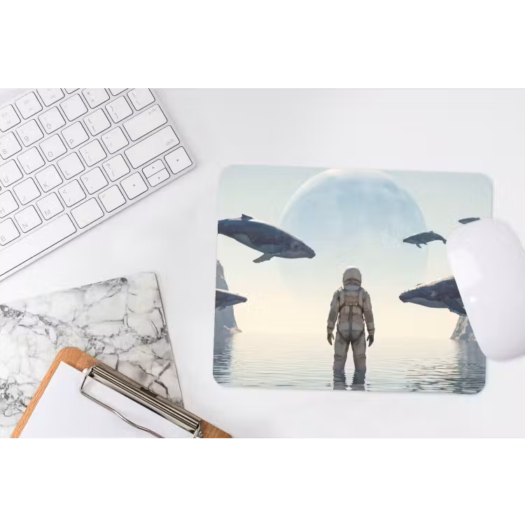 Mouse Pad - Astronaut - Whale - Fantasy - Ruimtevaarder - Walvis - Fantasie muismat rubber klein