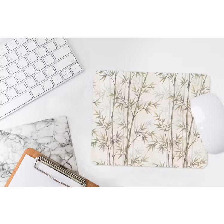 Bamboe - Bladeren - Natuur - Aquarel - Groen muismat rubber klein -witbureau