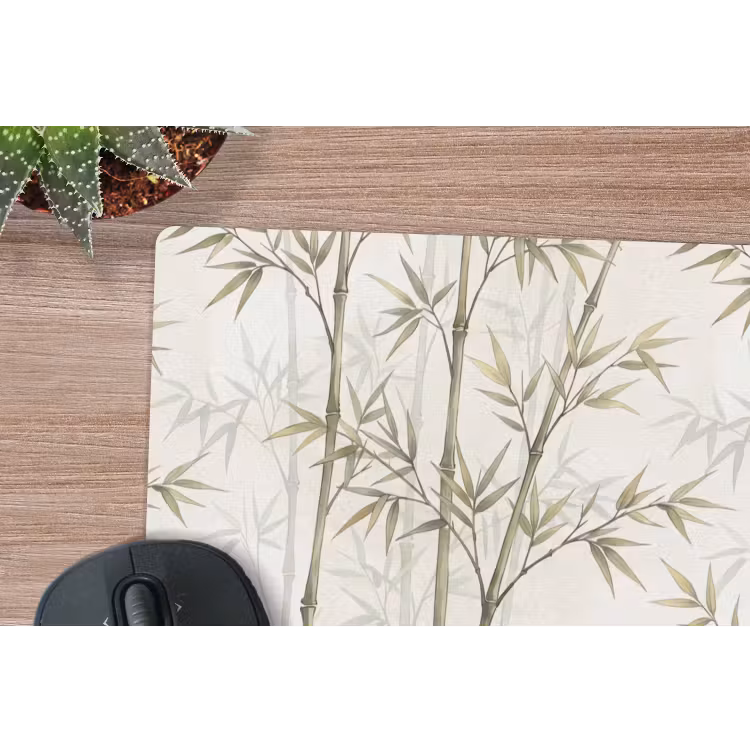 Bamboe - Bladeren - Natuur - Aquarel - Groen muismat rubber klein -closeup