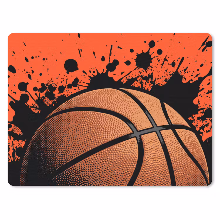 Basketbal - Verf - Sport - Oranje muismat rubber klein -3d