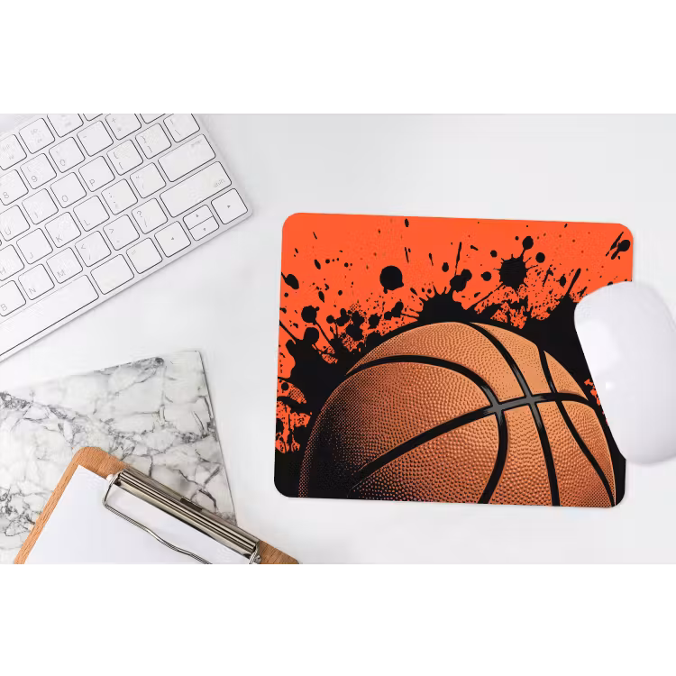 Basketbal - Verf - Sport - Oranje muismat rubber klein -witbureau