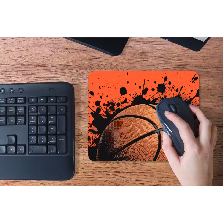 Basketbal - Verf - Sport - Oranje muismat rubber klein -toetsenbord