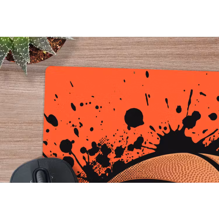 Basketbal - Verf - Sport - Oranje muismat rubber klein -closeup