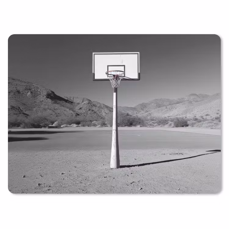 Basketbalpaal - Landschap - Zand - Wit muismat rubber klein -3d