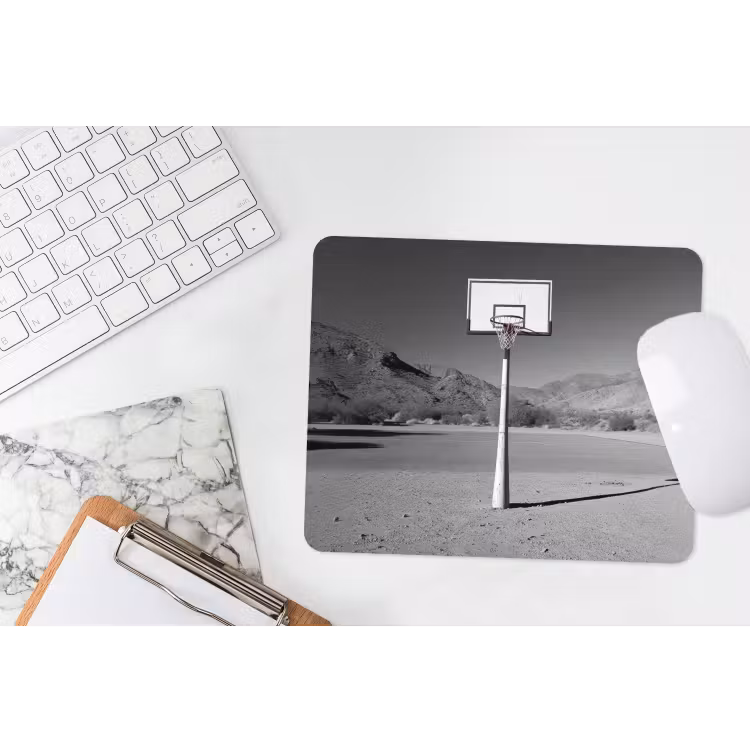 Basketbalpaal - Landschap - Zand - Wit muismat rubber klein -witbureau