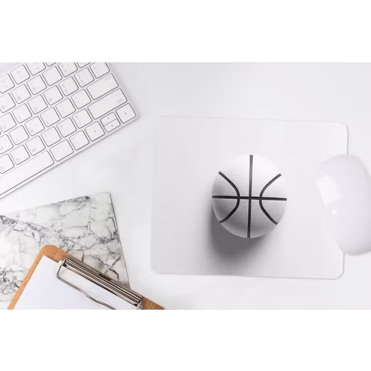 Basketbal - Wit - Schaduw - Lijnen muismat rubber klein -witbureau