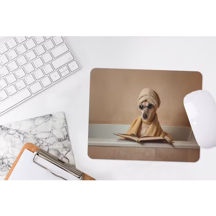 Bad - Hond - Boek - Zonnebril muismat rubber klein -witbureau