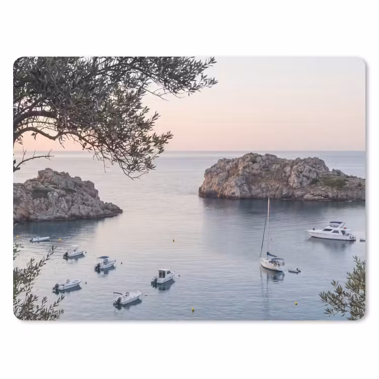 Mouse Pad - Bay - boats - sunset - Baai - boten - zonsondergang muismat rubber klein