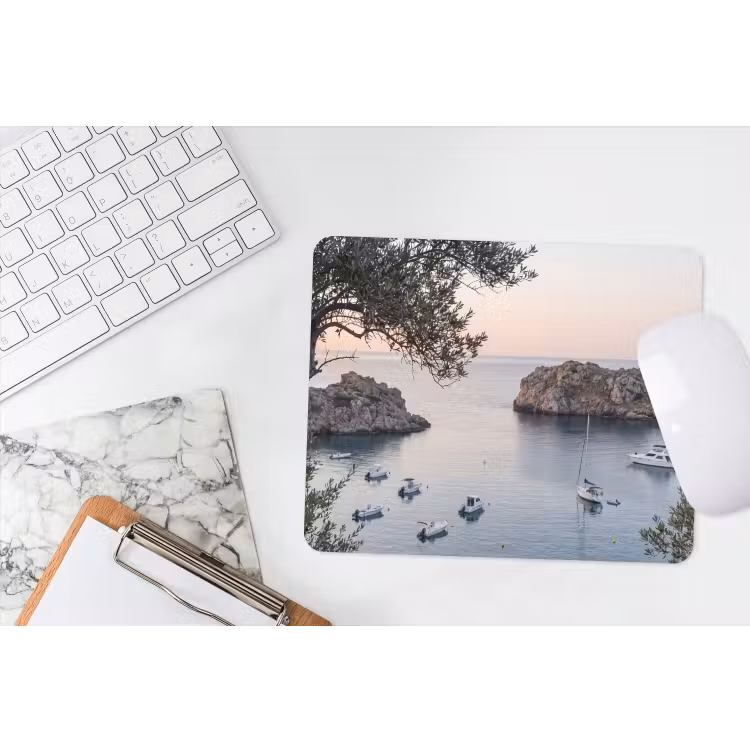 Mouse Pad - Bay - boats - sunset - Baai - boten - zonsondergang muismat rubber klein