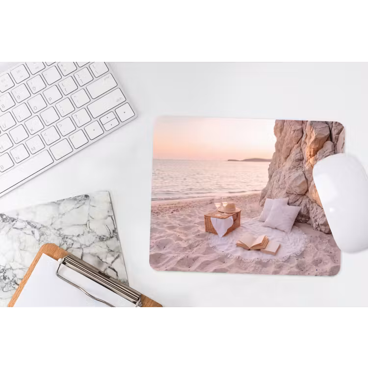Strand - Picknick - Zonsondergang - Zomer - Natuur muismat rubber klein -witbureau