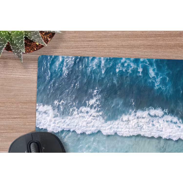 Strand - Zee - Golven - Natuur - Blauw muismat rubber klein -closeup