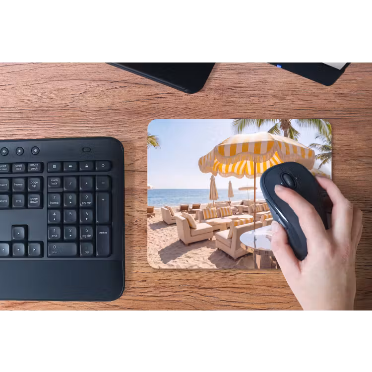 Strand - Ligbedden - Vakantie - Modern - Geel muismat rubber klein -toetsenbord