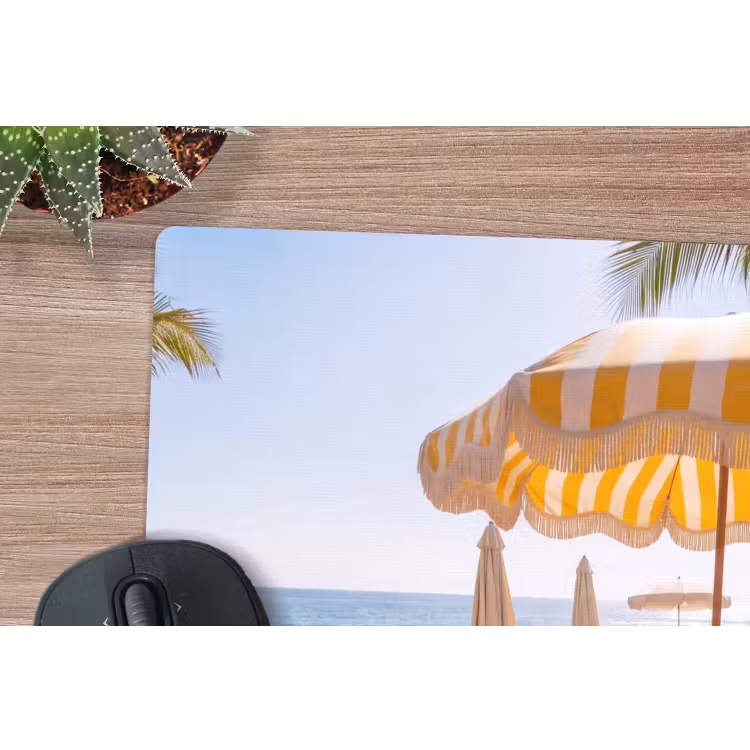 Strand - Ligbedden - Vakantie - Modern - Geel muismat rubber klein -closeup
